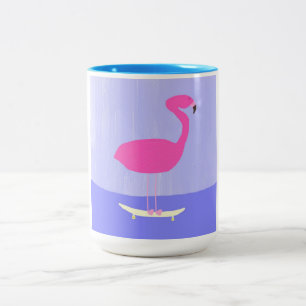 flamingo painting art Two-Tone coffee mug
