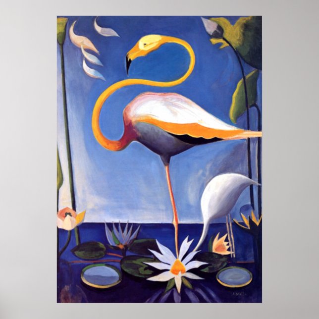 Flamingo, painting by Joseph Stella Poster (Front)