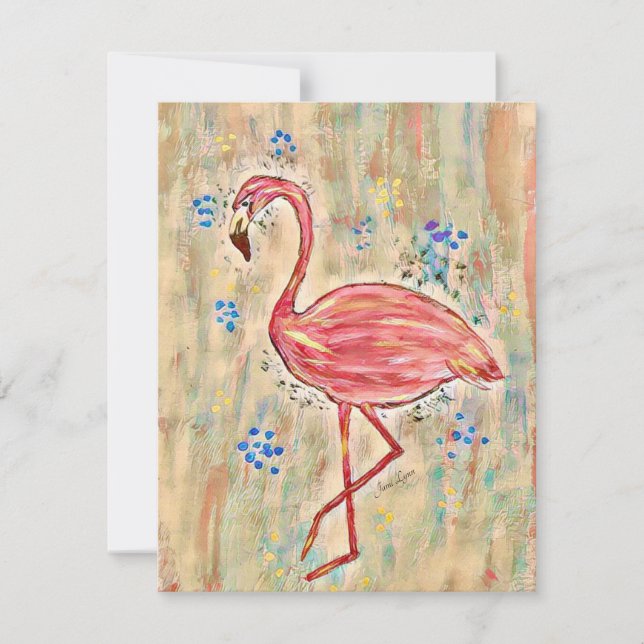 Flamingo Painting Greeting Card Personalize it (Front)