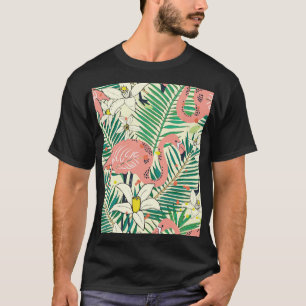 Flamingo Palm Leaves: Tropical Vintage T-Shirt