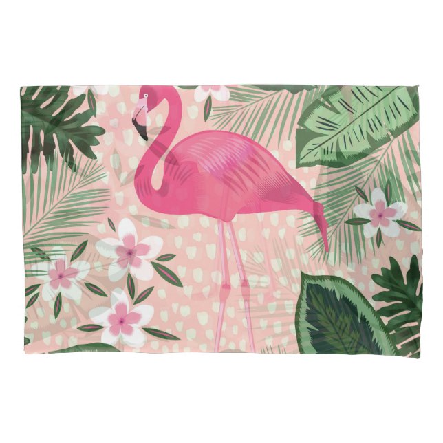Flamingo, palm trees, kitchen design pillowcase (Front)