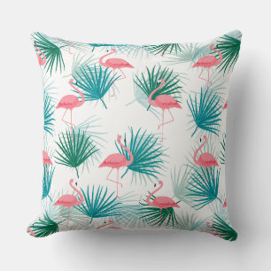 Flamingo Palms Throw Pillow