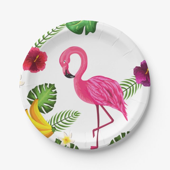 Flamingo Paper Party Plates Tableware (Front)