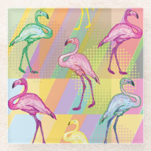 Flamingo Parade Glass Coaster