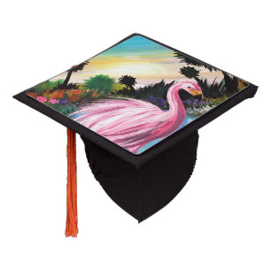 Flamingo Paradise Graduation Cap Topper