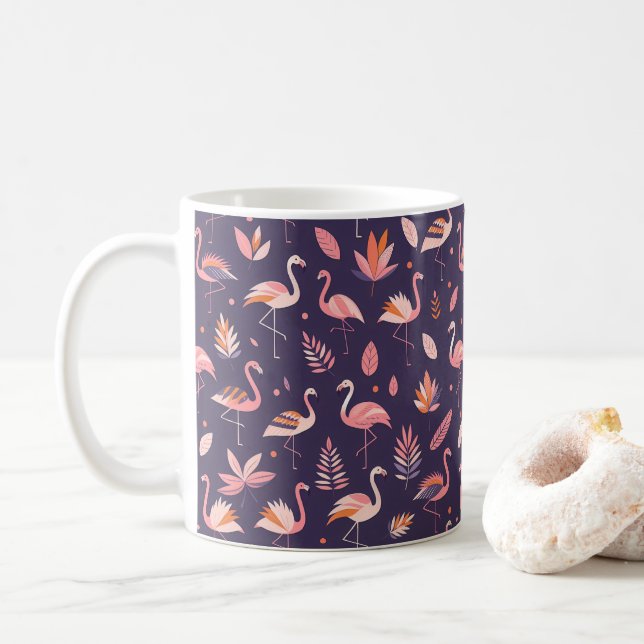 Flamingo Paradise Pattern Coffee Mug (With Donut)