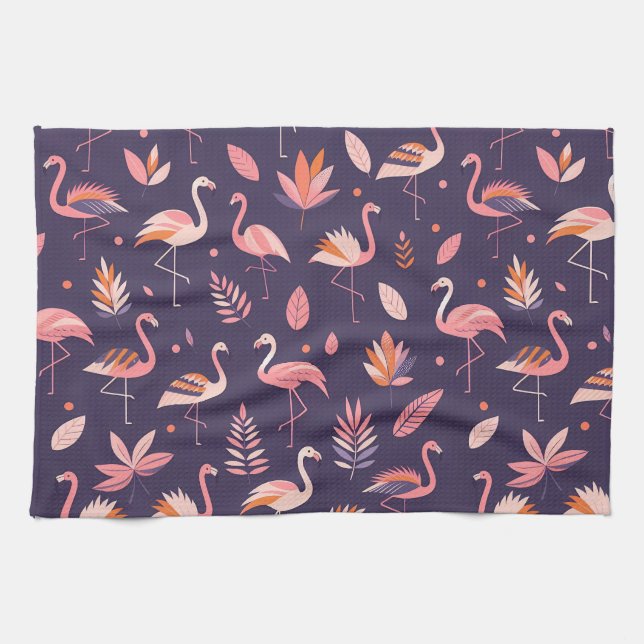 Flamingo Paradise Pattern Kitchen Towel (Horizontal)