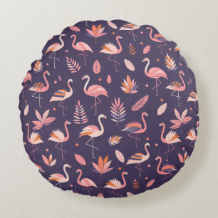 Flamingo Paradise Pattern Round Pillow