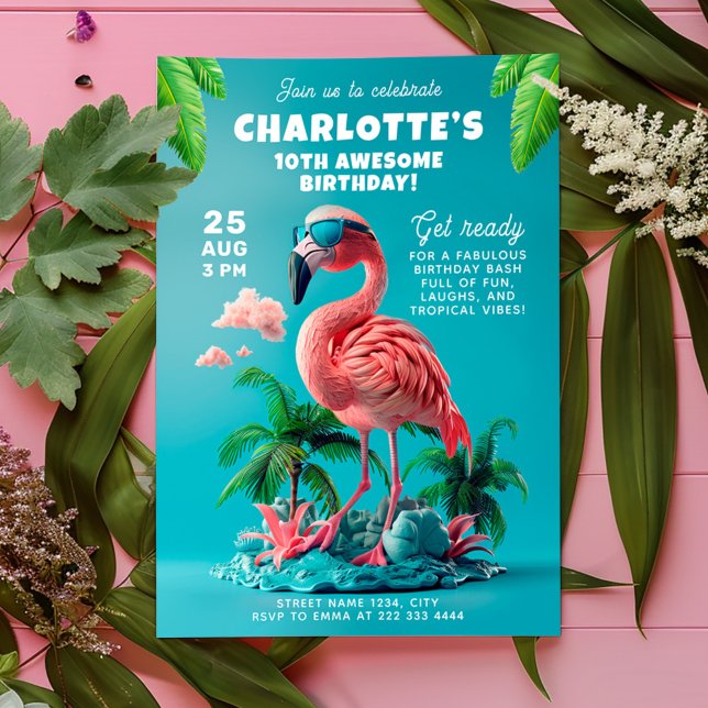 Flamingo Paradise Tropical Celebration Bash Invitation (Creator Uploaded)