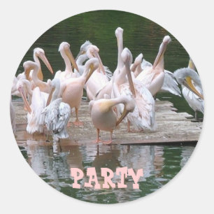 Flamingo Party Classic Round Sticker