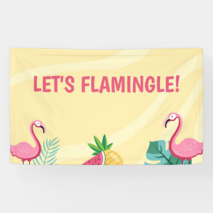 Flamingo Party - Editable Sign/Banner/Backdrop Banner