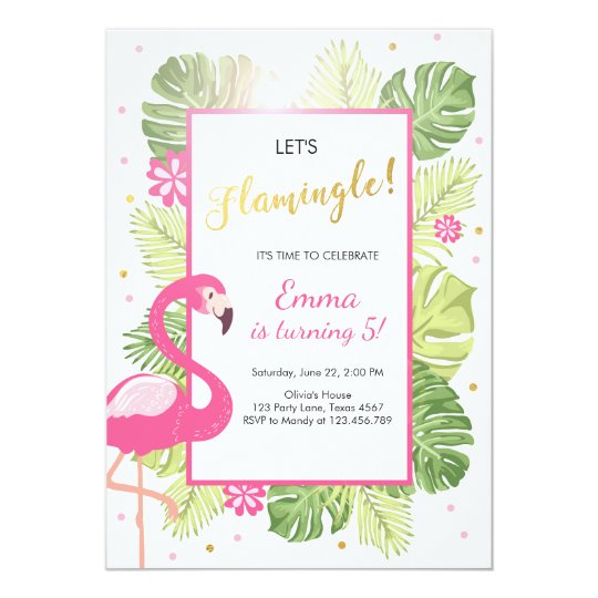 Flamingo party invitation Tropical Birthday luau
