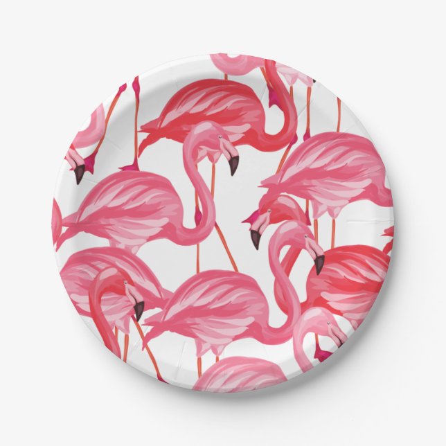 Flamingo Party Paper Plates Tableware (Front)