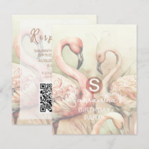 Flamingo Party Theme, QR Code RSVP
