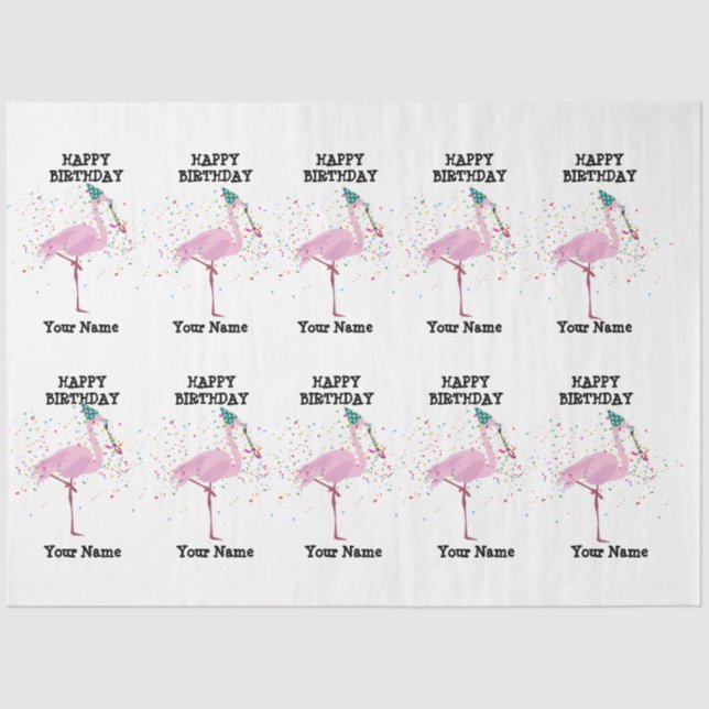 Flamingo Partying - Animals at Birthday Party  Tissue Paper (Front)