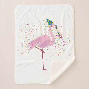 Flamingo Partying - Animals Having a Party Sherpa Blanket