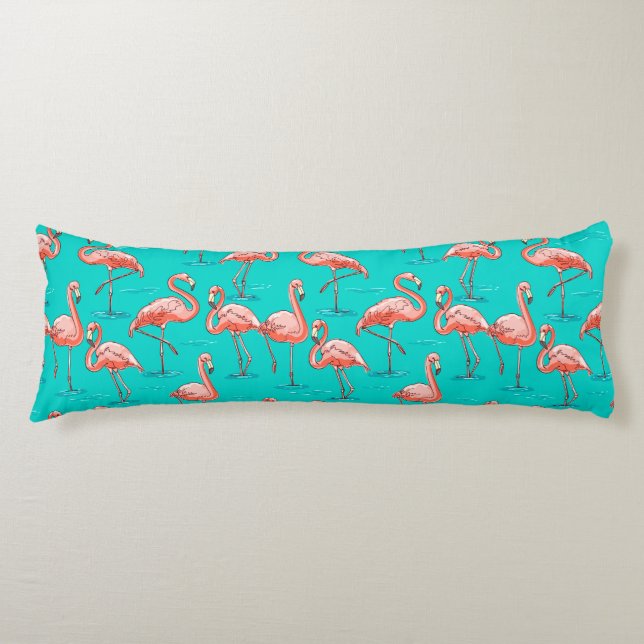 Flamingo Pattern Body Pillow (Front)