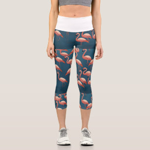 Flamingo Pattern Capri Leggings