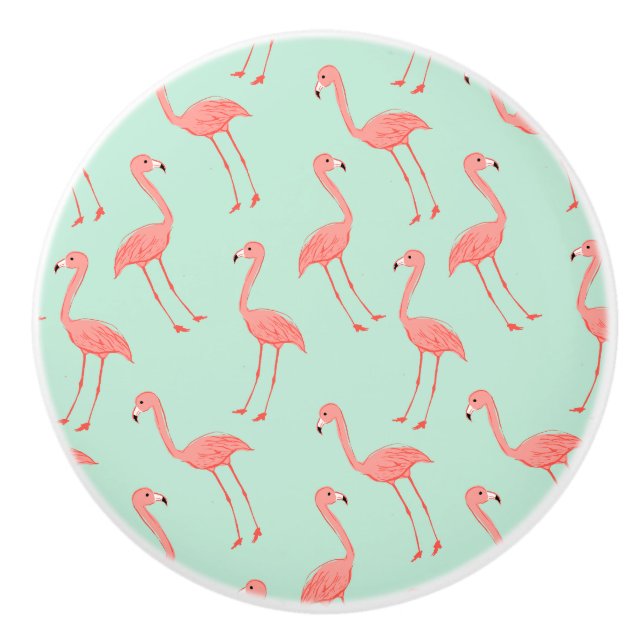 Flamingo Pattern Ceramic Knob (Front)