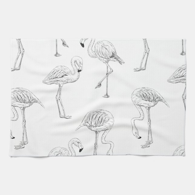 Flamingo pattern kitchen towel (Horizontal)
