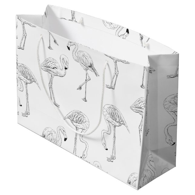 Flamingo pattern large gift bag (Back Angled)