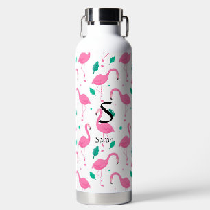 Flamingo pattern Monogram and Name Custom Water Bottle