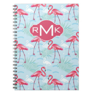 Flamingo Pattern   Monogram Notebook