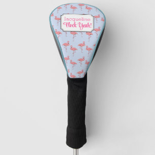 Flamingo Pattern on Sky Blue Golf Head Cover
