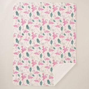Flamingo pattern sherpa blanket
