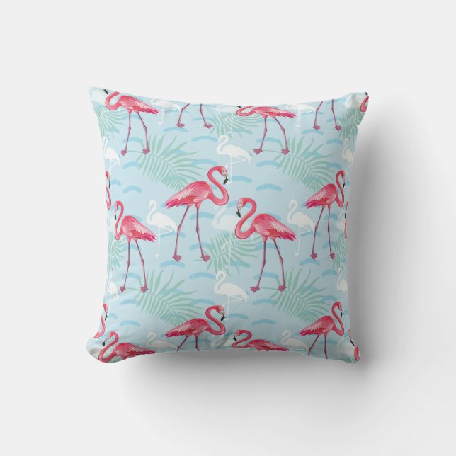 Flamingo Pattern Throw Pillow (Front)