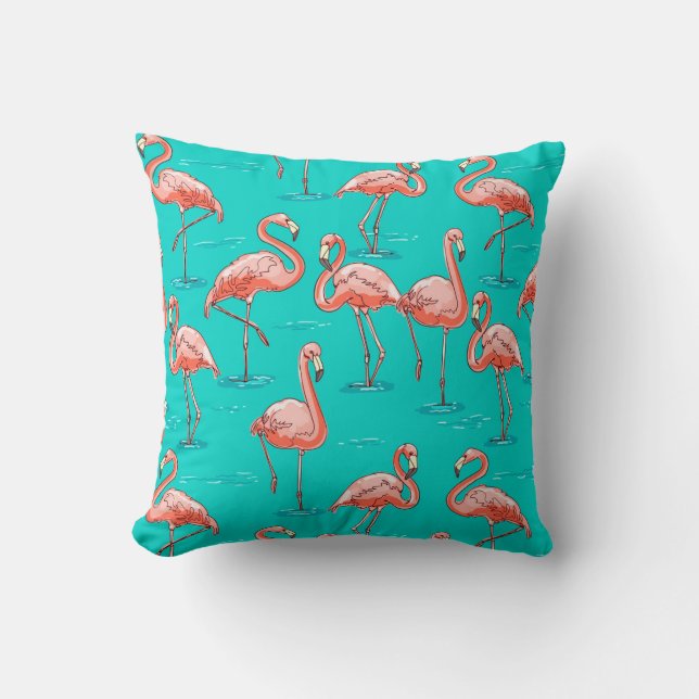 Flamingo pattern throw pillow (Front)