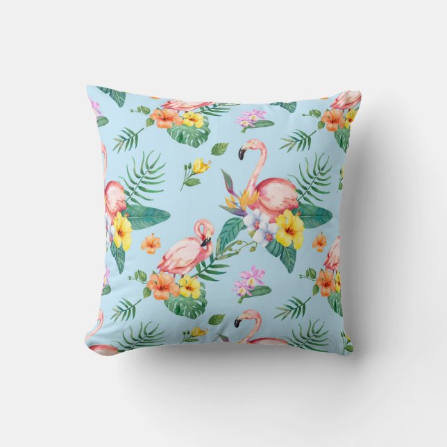 Flamingo pattern throw pillow (Front)