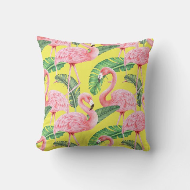 Flamingo pattern throw pillow (Front)