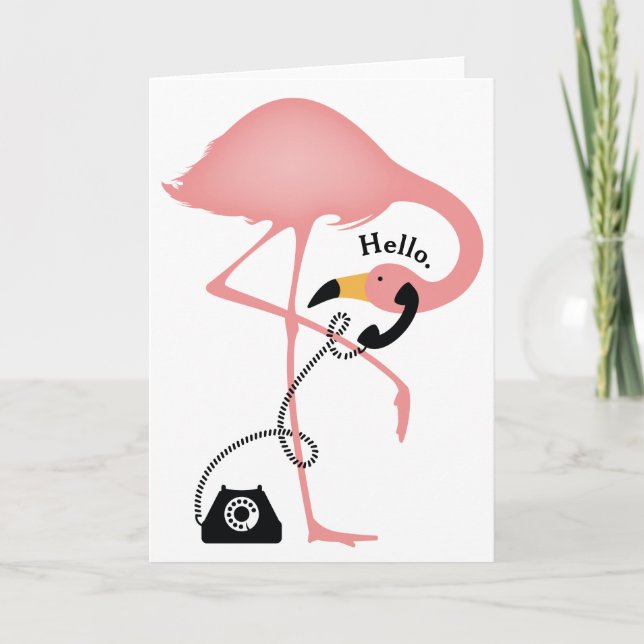 Flamingo Phonecall Greeting Card (Front)