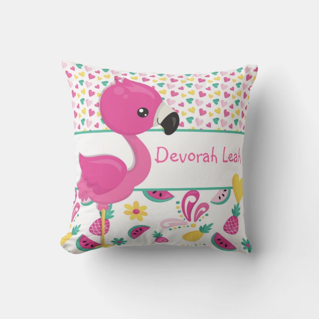 Flamingo pillow - personalized with NAME (Front)