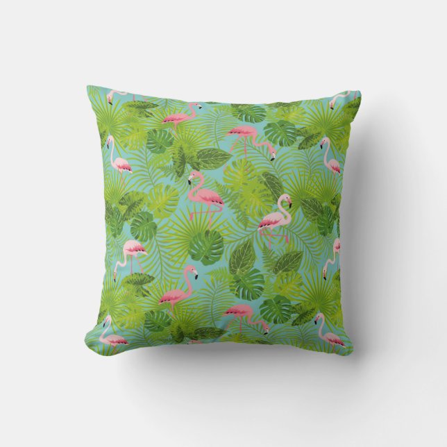 Flamingo Pillowcase Throw Pillow (Front)