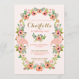 FLAMINGO PINEAPPLE BIRTHDAY invitation