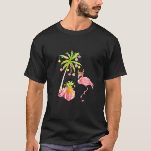 Flamingo Pineapple Mele Kalikimaka Funny T-Shirt