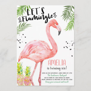 Flamingo Pineapple Watercolor Invitation Event