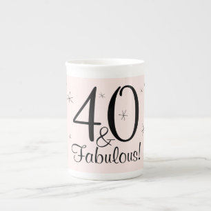 Flamingo Pink 40 and Fabulous! bone china mug