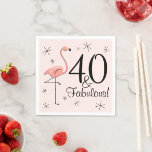 Flamingo Pink '40 and Fabulous!' paper napkins