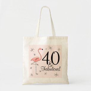 Flamingo Pink '40 and Fabulous!' tote bag