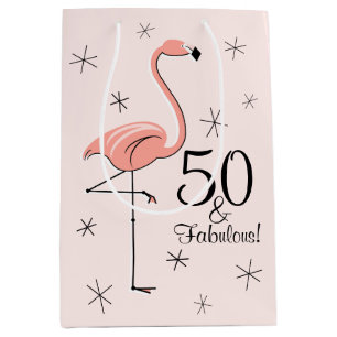 Flamingo Pink '50 and Fabulous!' gift bag medium