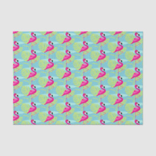 Flamingo pink aqua teal bird graphic tissue paper