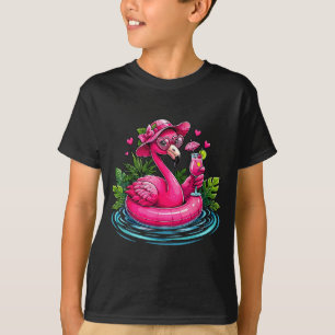 Flamingo pink beach vibes palm tree tropical T-Shirt