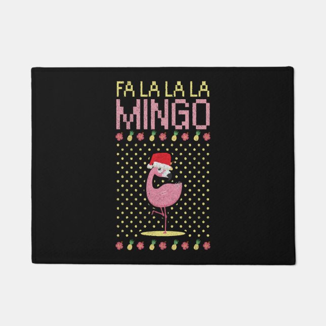 Flamingo pink beak gift Christmas Doormat (Front)