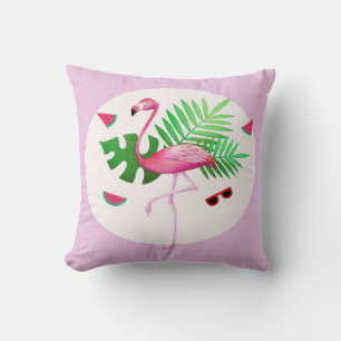 Flamingo Pink Bird Watermelon   Flamingo Lovers Throw Pillow