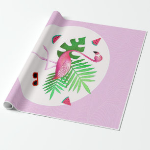 Flamingo Pink Bird Watermelon Flamingo Lovers Wrapping Paper