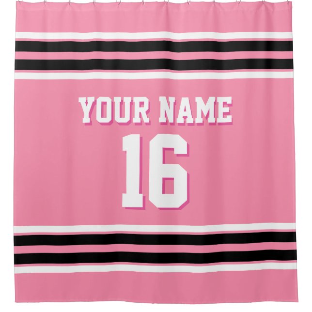 Flamingo Pink Black White Stripes Sports Jersey (Front)