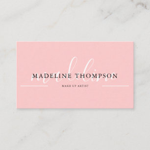 Flamingo Pink Calligraphy Script QR code Business Card